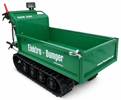 Modell 2026 - DAS ORIGINAL - POWERPAC RDE500 mit grüner Pritsche - AKKUDUMPER Elektro RAUPENTRANSPORTER RAUPENDUMPER Dumper MINIDUMPER KETTENDUMPER