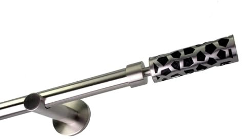 DécoProfi Gardinenstangen Edelstahloptik 1-läufig Ø 20 mm L: 120 cm IMalla Gardinen/Vorhangstange im Set I Inklusive Träger, Befestigung und Endstücke I Decken- oder Wandbefestigung