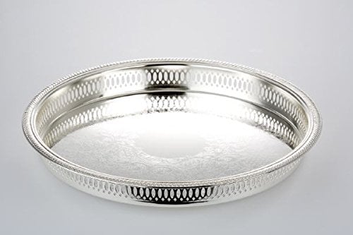 SILBERKANNE Galerie-Tablett rund groß verziert D 34,0cm versilbert