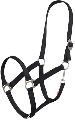 Imperial Riding Halfter Economic, Robustes 25 mm Nylonhalfter verstellbare Schiebeschnalle, Karabiner-Kehlriemen, langlebig & pflegeleicht, für Training, Stall & Alltag, Schwarz, Pony