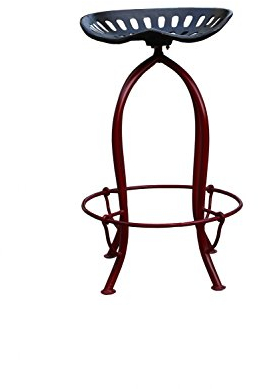 Barhocker, This & That, Metall, Gestell rot, Sitz Roheisen, Recycelter Traktorsitz, Sitzhöhe ca. 71 cm