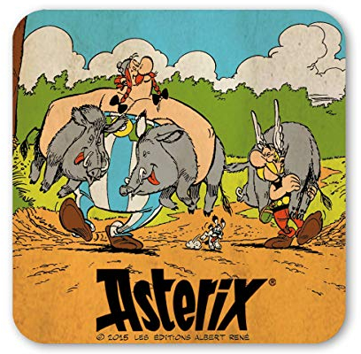 Logoshirt® Asterix der Gallier I Asterix und Obelix I Wildschweinjagd I Untersetzer | Kork | 10x10cm | langlebiger Druck | Lizenziertes Originaldesign