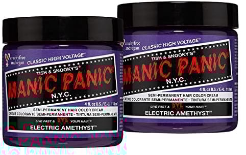 Manic Panic Electric Amethyst Classic Creme, Vegan, Cruelty Free, Purple Semi Permanent Hair Dye 2 x 118ml