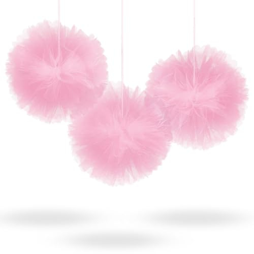 Amscan 180182-109 - 3 Fluffy-Dekobälle aus Tüll, circa 30,4 cm, Dekoration, Hochzeit, Baby-Party, Geburtstag