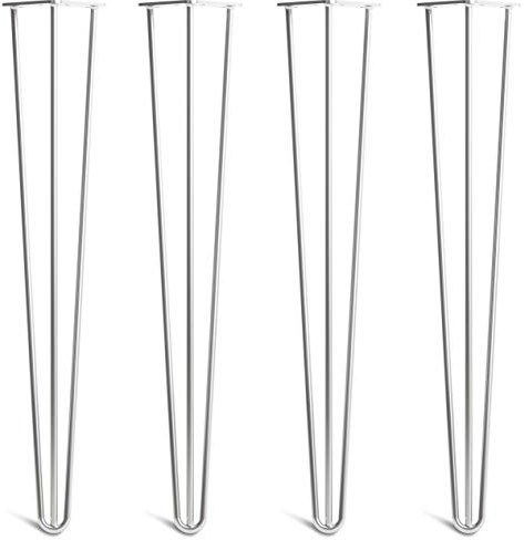 The Hairpin Leg Co. 4X Haarnadel-Tischbeine: Doppel-Schweiß Stahl, Schrauben, Anleitung, Schutzfüße. Klassischer 10mm 3 Stangen Stil. 71cm Chrom