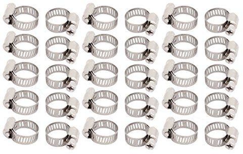 sourcing map 30pcs Collier de Serrage Tuyau Pince Clip Serre Joint 9mm-16mm Plage réglable acier inox large 8mm vis sans fin