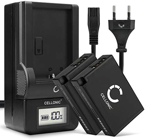CELLONIC, Akku für Kamera, kompatibel mit Canon EOS 200D, M5, LP-E17, 250D, R50, 750D (7.4V, 950mAh) 2 Stück + Ladegerät