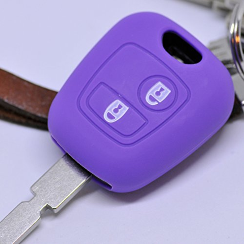 Soft Case Schutz Hülle Auto Schlüssel für Citroen Berlingo C1 C2 C3 Toyota Aygo Peugeot Partner 107 206 SW CC 406 307 Remote/Farbe: Lila