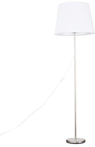 MiniSun | Modern Brushed Chrome Floor Lamp with an Extra Large White Tapered Shade | Floor Lamps & Torchieres, Home Décor & Improvement Essential