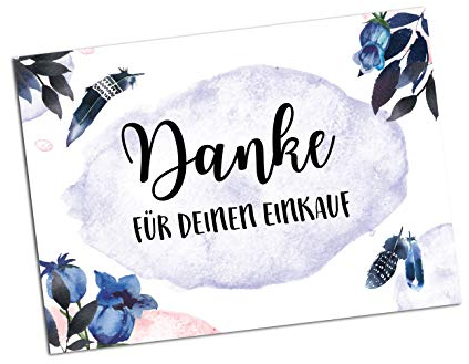 100 Postkarten Danke für den Einkauf Karten Set Grußkarten Werbeartikel