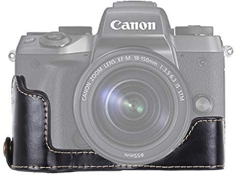 ZZjingli Accessories 1/4 inch Thread PU Leather Camera Half Case Base for Canon EOS M5(Black) (Color : Black)