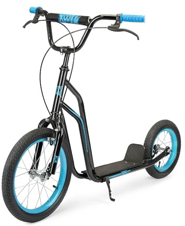 Xootz Kids BMX Scooter for Kids Ages 5-12, Big Wheel Scooter, Blue | All-Terrain Tyres with Front and Rear Brakes for Ultimate Safety