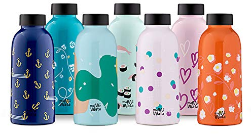 MamaWata - Borraccia Termica 470 ml in Acciaio Inox, Bottiglia Termica 24h Cold 12h Hot Ermetica, Borraccia Personalizzata Hearts, Borracce Termiche Bambini Ragazzi Adulti, BPA Plastic-Free 18,5H cm