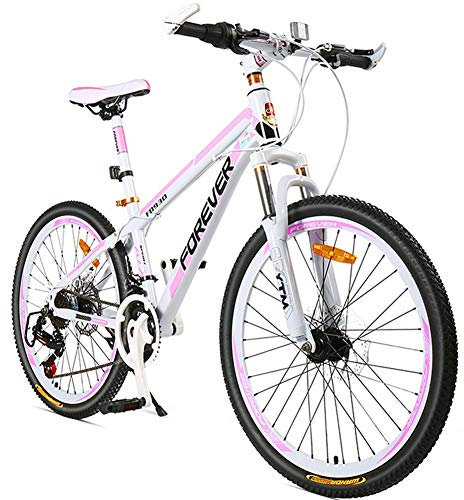 NENGGE Damen Hardtail MTB 26 Zoll 24 Gang-Schaltung, Erwachsenen Mädchen Mountainbike Fahrräder mit Gabelfederung & Scheibenbremsen, Rahmen aus Kohlenstoffstahl,Rosa,Spoke