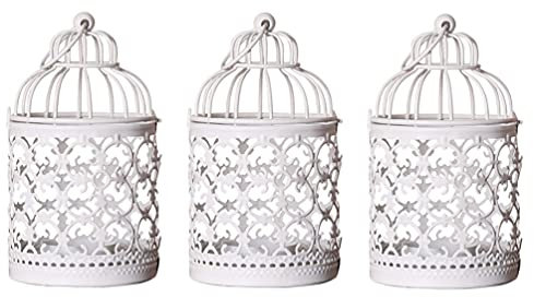 Happyyami 3 Stück Europäischer Stil hängende Vogelkäfig-Laterne Metall Hochzeit Vogelkäfige Vintage Dekorative Hängende Kerzenhalter Hochzeit Zuhause Tischdekoration ohne Kerze