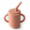 LOVE DEPOT Toddler Straw Cup, Food Grade Silicone Sippy Cup No-Spill Toddler Cup with 2 Handles, BPA Free, 150 ml (Muted)