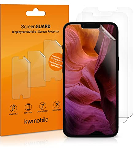 kwmobile 3X Pellicola Salvaschermo Compatibile con Apple iPhone 13 PRO Pellicola - Film Protettivo Telefono - Protezione AntiGraffio Display Smartphone