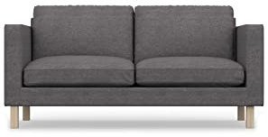 comfortly Ersatzbezug für 2-Sitzer-Sofa, handgefertigt, kompatibel mit Karlstad-Couch – nur Bezüge (Krone – Dunkelgrau)