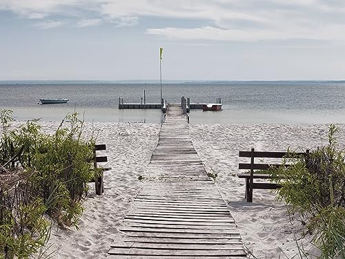 Queence | Acrylglasbild 80x60 cm | Strandweg | Wandbild | Glasbild | Acrylbild | Acryl | Glas | Kunstdruck | Wand-Deko | mit Aufhängesystem