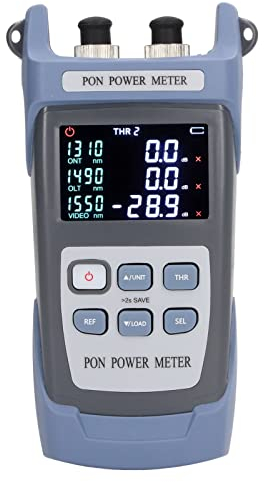 Luqeeg AUA-320A Stecker Faseroptisches Leistungsmessgerät, Tragbar 1310/1490/1550nm PON Optischer Leistungsmesser Tester, SM9 125μm PON Leistungsmessgerät mit SC FC Anschluss