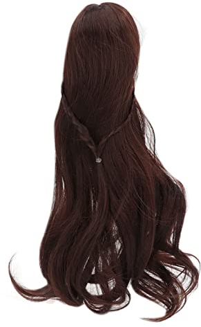 1/3 BJD SD-Puppenperücke, 21–24 cm, hitzebeständige Ersatz-Puppenhaarperücke, Lange, tief gelockte Puppenhaarfaser, Puppen-DIY-Perücke mit Pony für 1/3 BJD SD-Puppenperücke Dunkelbraun