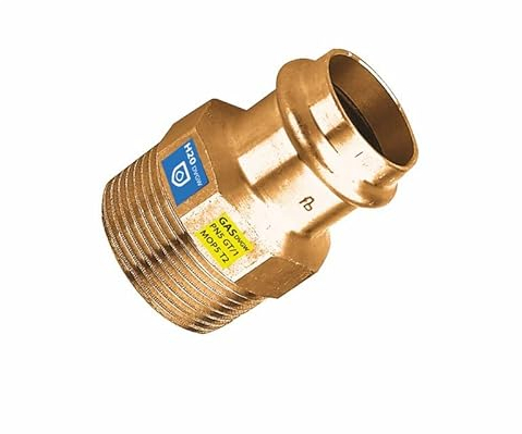 Sanpro Pressfitting Übergang Außengewinde Übergangsnippel, Größe V 15-3/4' (Kupfer Gas Wasser Trinkwasser Heizung Sanitär Fittings Fitting Kupferleitung)