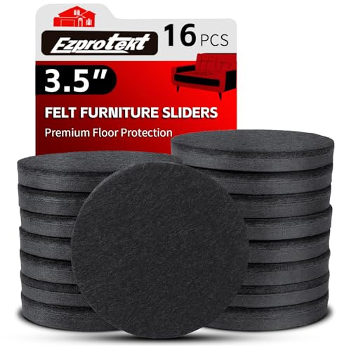 3,5 Zoll Filz-Möbelgleiter für Hartholz- und Vinylböden, 16 Stück runde Wiederverwendbare Filz-Möbelgleiter, Gleiter zum Bewegen Schwerer Sofas, Tische, Couchen, Schränke, gleiten leicht und schnell