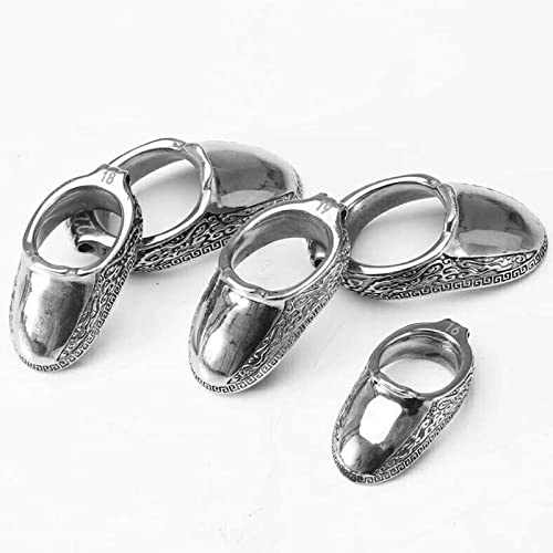 Lamehfyo Bogenschießen Daumenring Tibetisches Silber Fingerschutz Traditionell Daumenschutzring Bogenschießen Silber Finger Sicherheitsring für Bogenschießen Zubehör im Freien