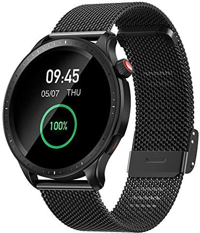 Hiseus Cinturino in Metallo Compatibile con Amazfit GTR 4/GTR 3/GTR 3 PRO/2/2e, Cinturino Sostitutivo in Acciaio Inox a Maglia Intrecciata Compatibile con Amazfit GTR 2/3/4/Stratos 3 (Nero)