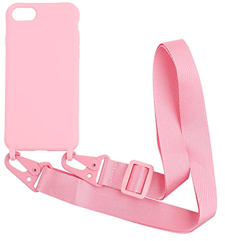 puyu zhe Case Compatible with iPhone 6/7/8,Crossbody Silicone Soft Matte Cover TPU Shell Adjustable Neck Cord Strap Stylish Shockproof,Lanyard Cases-Pink