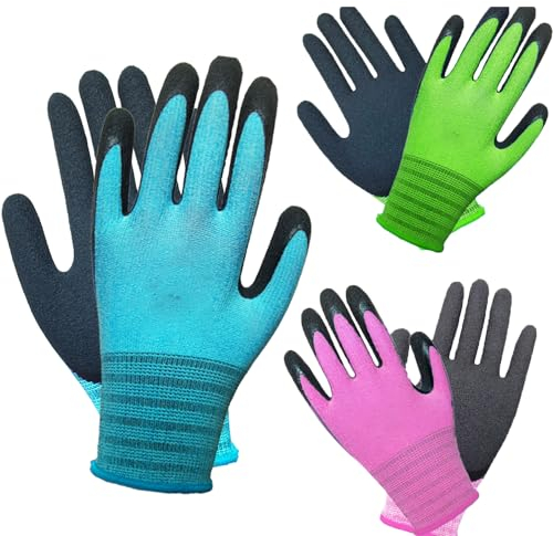 GAVOROHANS 3 Pairs Gardening Gloves Superior Grip Work Gloves Durable Comfortable Breathable Multipurpose for Gardening Construction, Logistics,Warehousing,Landscaping (3Pairs Medium)