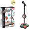 Musical Microphone with Stand Children's Karaoke Mic Amplifying Music Bracket Singing Toy with Lights Pedal Flashing Singing Toys 5350A (Black)