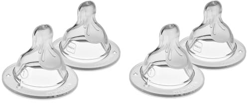 MAM Bottle Nipples Slow Flow Nipple Level 1, for Newborns and Older, SkinSoft Silicone Nipples for Baby Bottles, Fits All MAM Bottles, 4 Pack