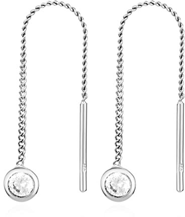 NKlaus Paar Durchzieher Ohrhänger 925 Silber 4,5mm Zirkonia weiß hängende Ohrringe 13468