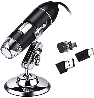 Irfora 3 In 1 USB & Micro USB & Typ C Digitalmikroskop 1600X Vergrößerungskamera 8 LEDs mit Ständer Kompatibel mit Android Windows/XP Win 7 8 10 Vista Linux Tragbare Handinspektionslupe