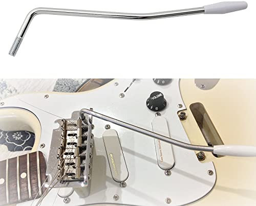 Whammy Bar 6mm Guitar Tremolo Arm Trem Bar Vibrato Arm Tremolo Stick for Strat Style Electric Guitar Tremolo System Stratocaster Silver with White Tip
