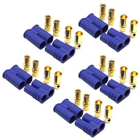 Boladge 5 Paar EC8 Batteriestecker Vergoldet 8.0mm Männlich und Buchse Bananenstecker Rundstecker für RC ESC Lipo Batterie Gerät Elektromotor