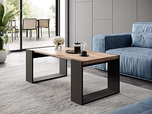 Domando Couchtisch Cannigione Modern Breite 120cm, Kufenoptik, schicke Farbkombination in Wotan Eiche und Anthrazit
