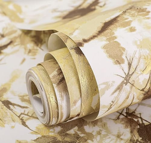 BPILOT Wallpaper American Bronzing Mottled Pattern Non Woven Wallpaper Reed Grass from The Living Room Background Wall Wallpaper Yellow