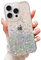 LCHULLE for iPhone 15 Pro Case Girls Women Glitter Bling Clear Cover Cute Crystal Slim Fit Bumper Silicone Phone Case for iPhone 15 Pro 6.1inch 2023,Clear