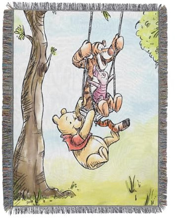 Northwest Winnie Puuh gewebte Wandteppich-Überwurfdecke, 121,9 x 152,4 cm, Pooh Having Fun