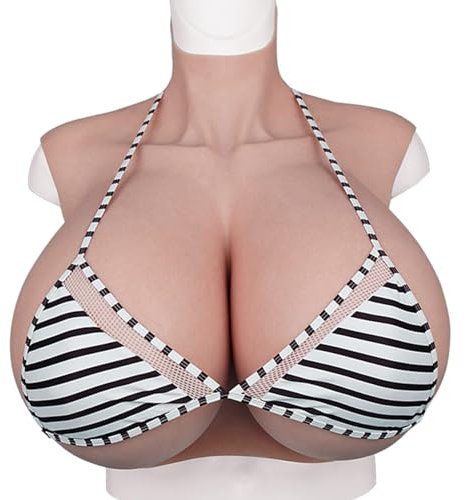 HUANQIN Fake Boobs, Breast Enlargement, Bra Inserts, False Breasts Cotton Filled Z Cup, Breast Fake Breast Milk Fake Boobs Artificial Boobs, Airbag Filling Fake Boobs Crossdresser Breast, Tan