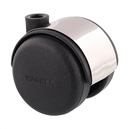 WAGNER Design Möbelrolle/Lenkrolle/Doppelrolle - hart - Durchmesser Ø 50 mm, Bauhöhe 55 mm, schwarz/chrom, Tragkraft 50 kg - Made in Germany - 01002201