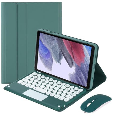 Funda con Teclado para Samsung Galaxy Tab A7 Lite 8.7 2021 (SM-T220/T225),Contiene La Letra Ñ Teclado Inalámbrico Desmontable Con Panel Táctil, Cubierta Trasera Suave, Mouse Recargable ,Deep green