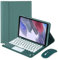 Funda con Teclado para Samsung Galaxy Tab A7 Lite 8.7 2021 (SM-T220/T225),Contiene La Letra Ñ Teclado Inalámbrico Desmontable Con Panel Táctil, Cubierta Trasera Suave, Mouse Recargable ,Deep green