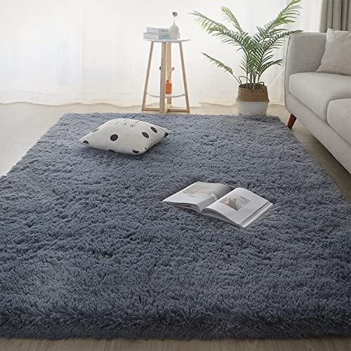 Jyswx Shaggy Teppich Wohnzimmer - Hochflor Flauschig Teppiche Waschbar - Moderne Langflor Teppich für Wohnzimmer, Schlafzimmer, Korridor, Schlafsaal, Größe:40 x 60cm, Farbe: Grau