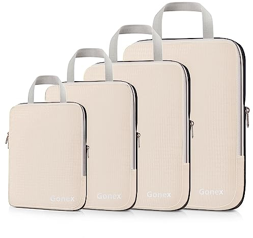Gonex Compression Packing Cubes 4er Set, Gonex Kleidertaschen 4-teilig Verpackungswürfel, Kleidertaschen Set, Kofferorganizer Reise Würfel
