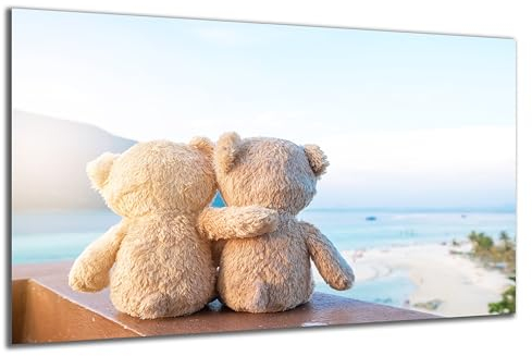 DARO Design - Wand-Bild auf 6mm HDF 40x30 cm Liebe Teddy-Bär Partnerschaft Ehe - Wand-Deko Bilder Geschenk