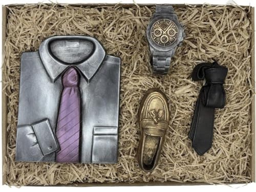 Schokolade Gentleman Geschenkset – Edle Accessoires Motivbox mit Krawatte, Hemd, Uhr & Schuh – Stilvolle Geschenkidee für Männer & Modebewusste