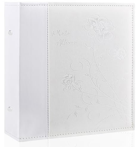 Miaikoe Fotoalbum 10x15 1000 Fotos Slip in, Extra große Kapazität Leder Cover Bilderalben hält 1000 horizontale und vertikale 10x15cm Landschaft Fotos für Hochzeit Familie (Weiß)